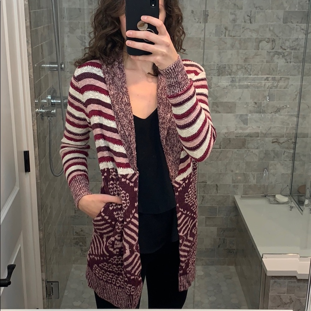 Red printed cardigan